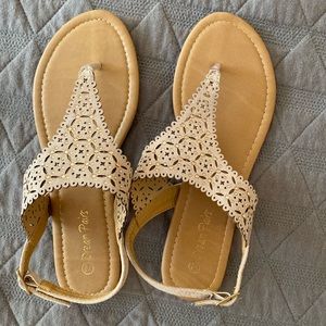 Nude Sandals with Tan Gemstones
